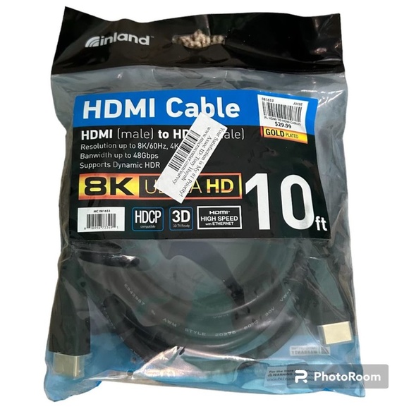 Inland Other - HDMI Cable 10 Ft NEW  Video Male to Male by Inland  8K HD